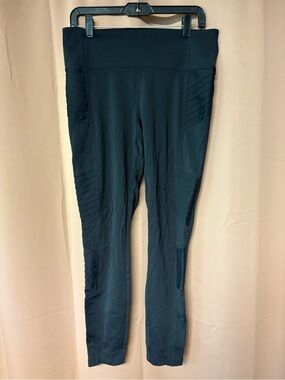 Athleta Delancey Moto Tight Leggings Women Sz L Large Black Zip Ankles 598323-00